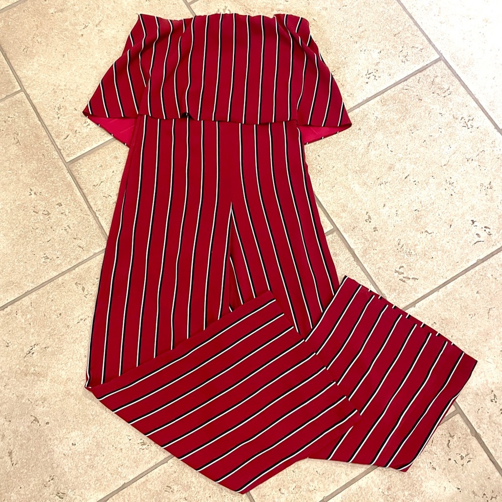 Red striped jumpsuit